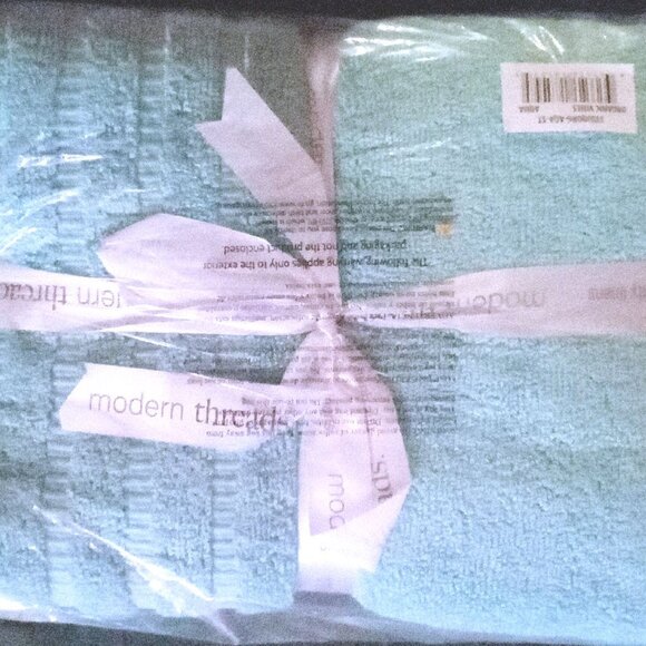 6PC SET MODERN THREADS ORGANIC VINES JACQUARD TOWELS AQUA - Picture 4 of 4